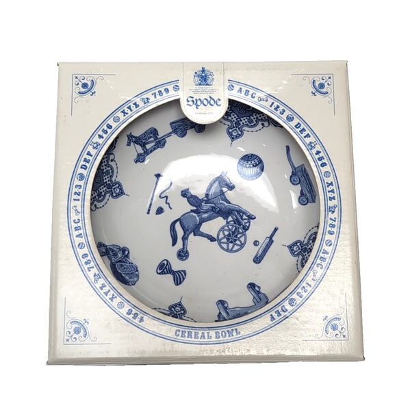 VTG Spode Edwardian Child Collection Cereal Bowl White/Blue England Original Box - Picture 8 of 8